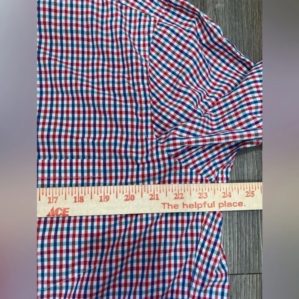 J. Crew Men's Slim Fit Woven Button Shirt Cotton Red Blue Plaid Check XL 06134